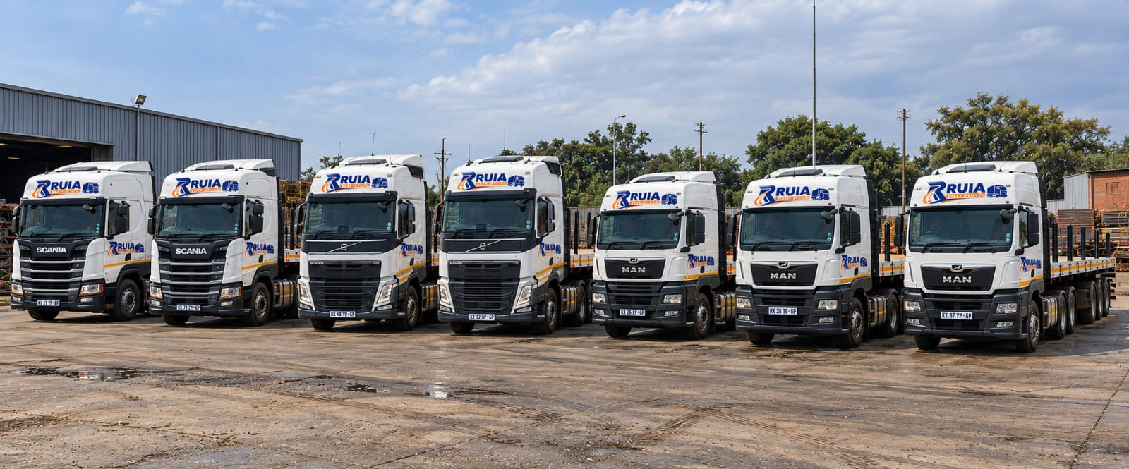 RUIA ENTERPRISES trucks parked at the company depot