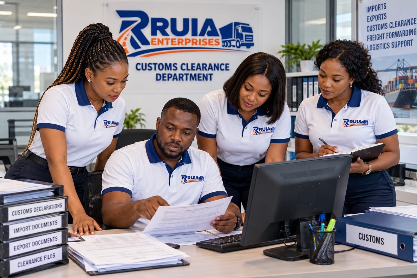 RUIA ENTERPRISES customs clearance team at work